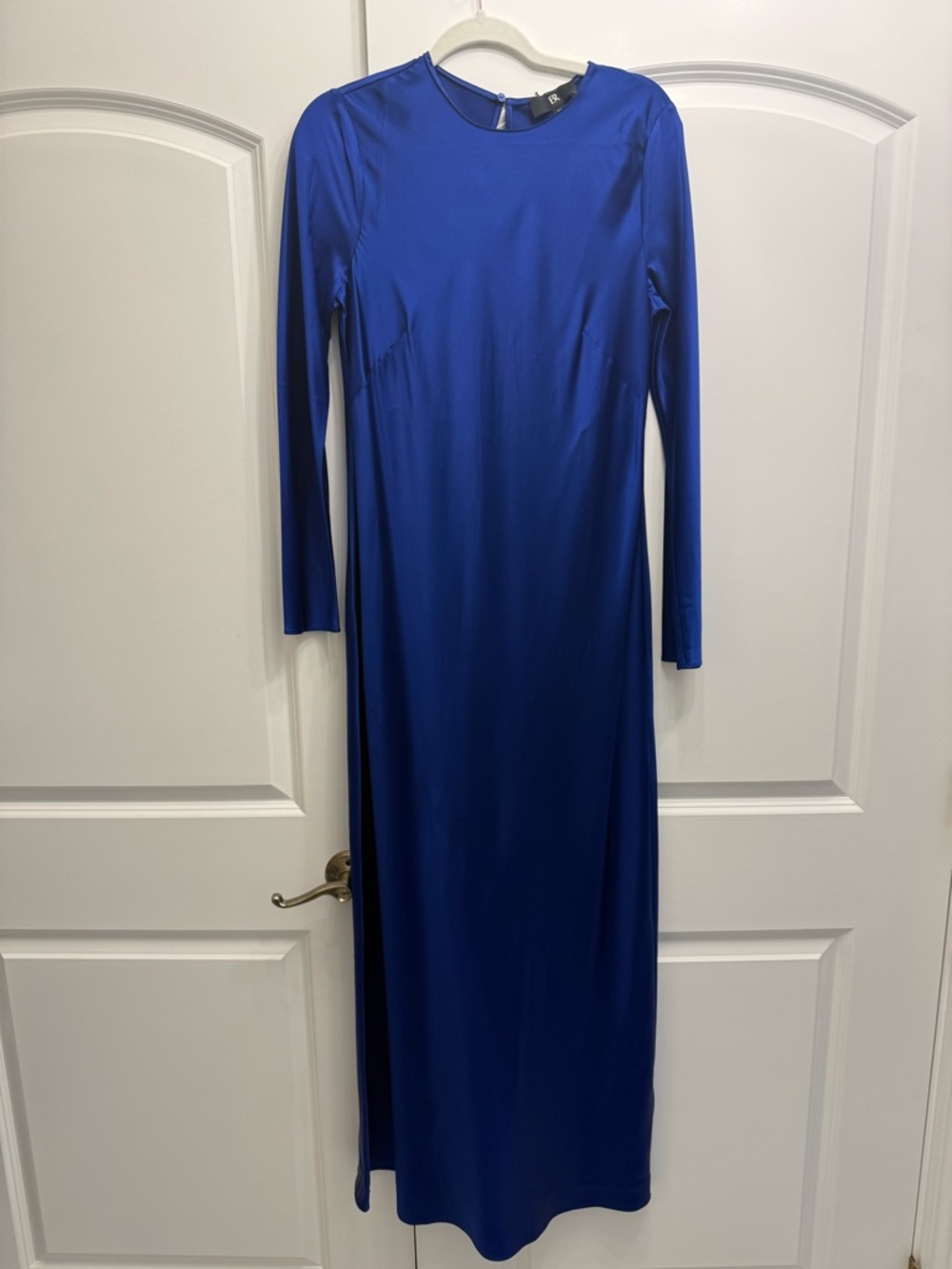 NWT Banana Republic Silk Charmeuse Long Sleeve Bias Cut Maxi Mountain Blue F23